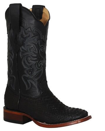 Los Altos 322N5705 Women's Black Genuine Python Wide Square Toe Cowgirl Boots