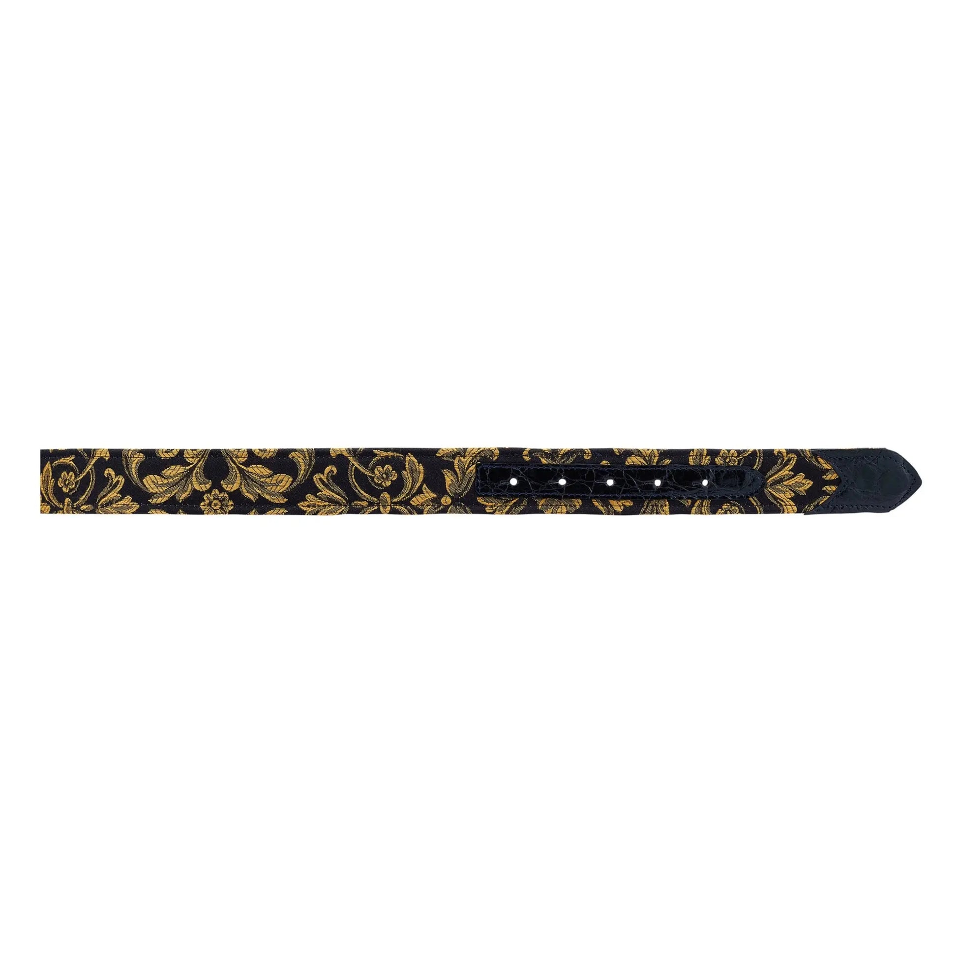 Mauri Black Genuine Alligator/Fabric Gobelins Belt