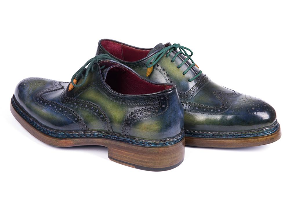 Paul Parkman Triple Leather Sole Wingtip Brogues Green & Blue (ID#0225TRP-GRN) PAUL PARKMAN