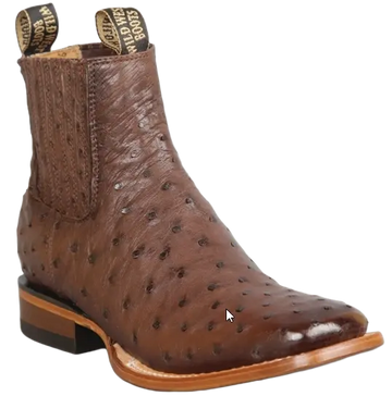 Wild West 282BIC0307 Women's Brown Genuine Ostrich Ranch Toe Short Boots