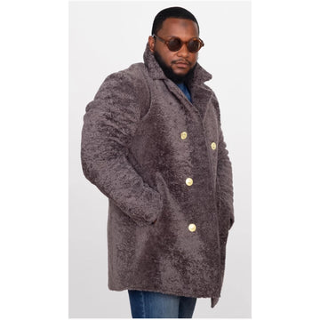 Jakewood 0460 Genuine Sheepskin Astrakhan Double Breast Pea Coat