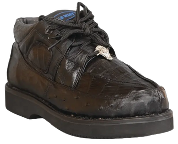 Wild West 2ZA050205 Men's Black Genuine Caiman Crocodile/Ostrich Sneakers