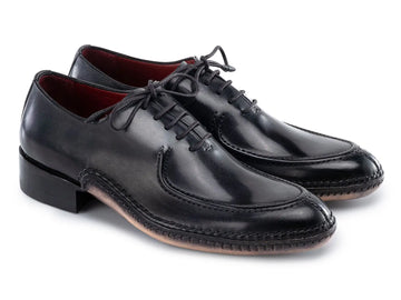 Paul Parkman Men's Black Genuine Leather Opanka Stitched Split-Toe Oxfords (ID#054-BLK) PAUL PARKMAN