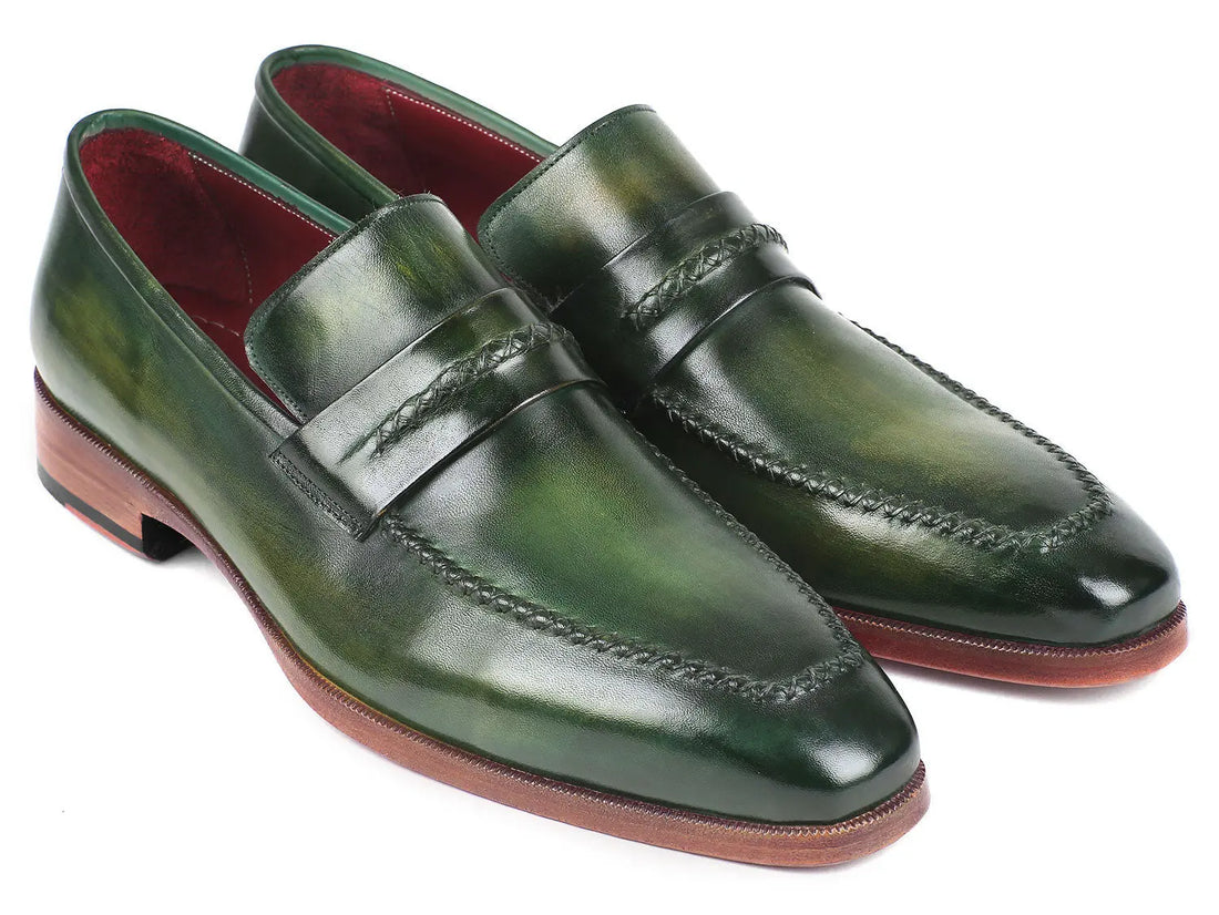 Paul Parkman Men's Green Genuine Leather Loafers (ID#068-GRN) PAUL PARKMAN