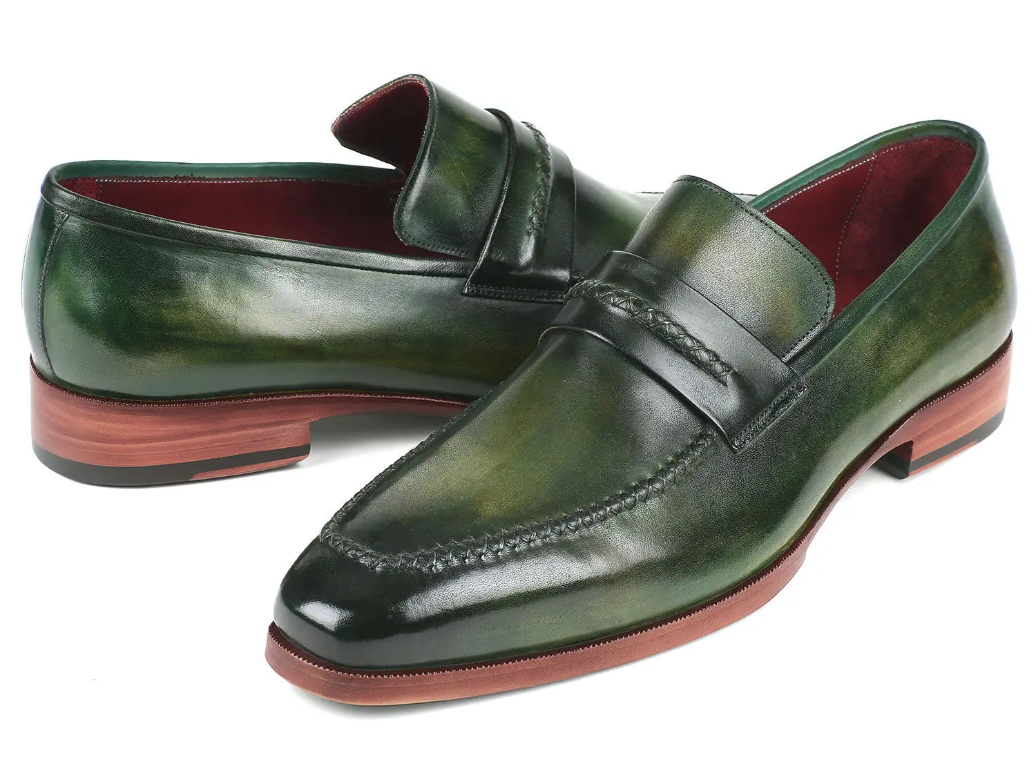 Paul Parkman Men's Green Genuine Leather Loafers (ID#068-GRN) PAUL PARKMAN