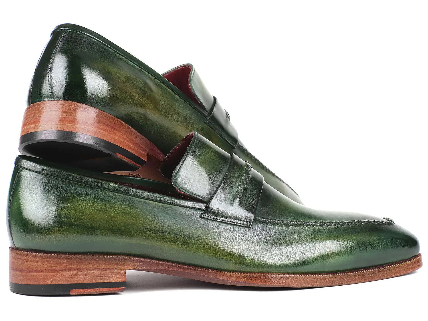 Paul Parkman Men's Green Genuine Leather Loafers (ID#068-GRN) PAUL PARKMAN