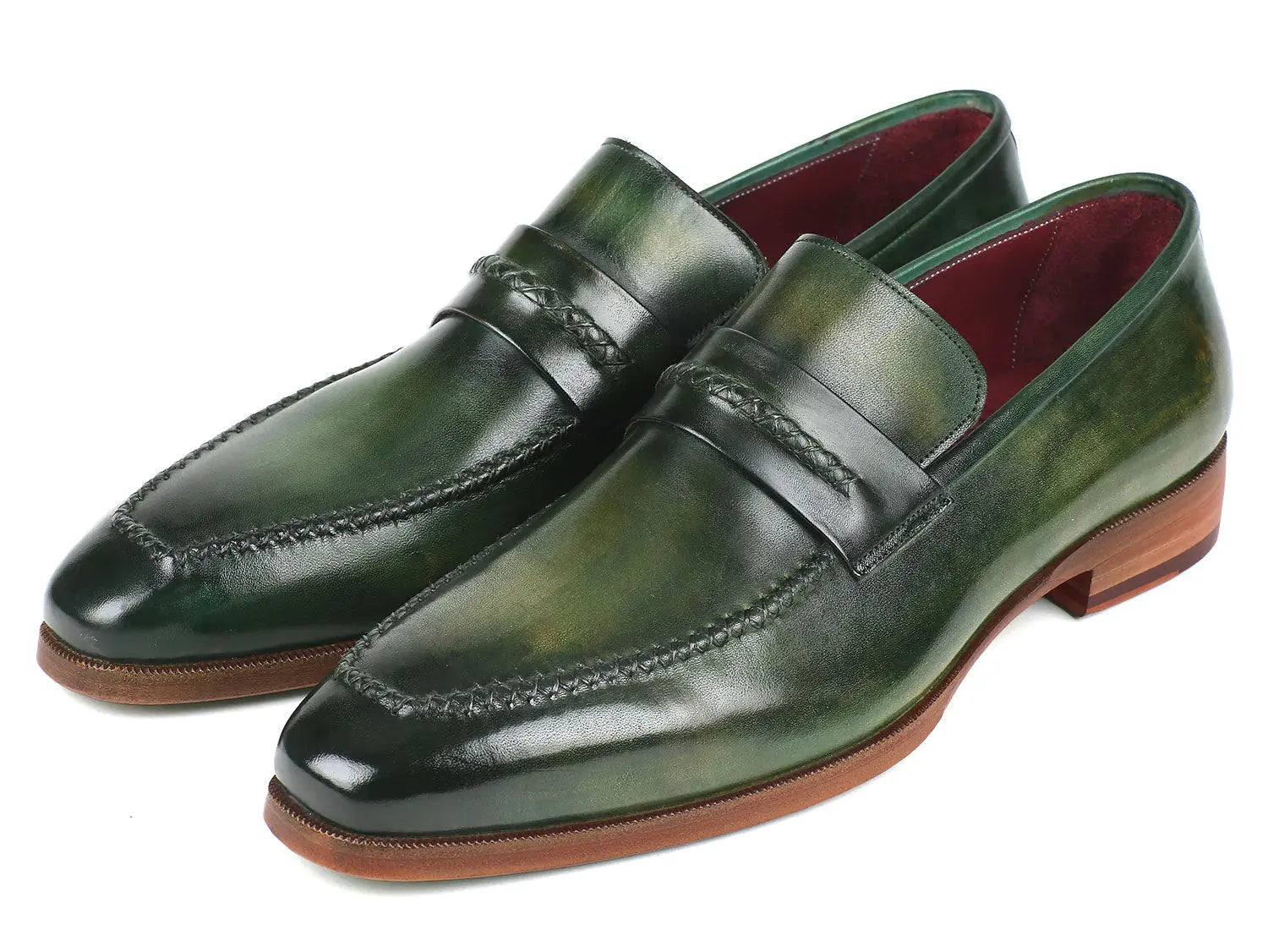 Paul Parkman Men's Green Genuine Leather Loafers (ID#068-GRN) PAUL PARKMAN