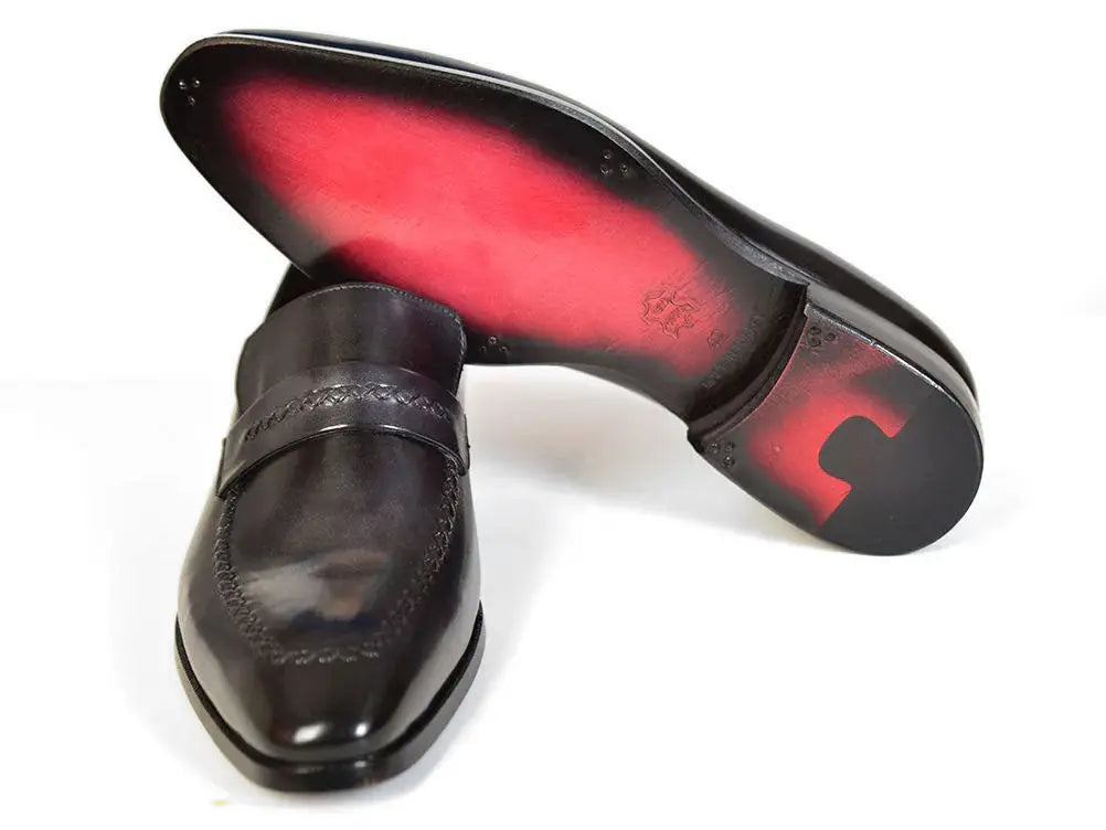 Paul Parkman Men's Gray/Black Genuine Leather Loafers (ID#068-GRAY) PAUL PARKMAN