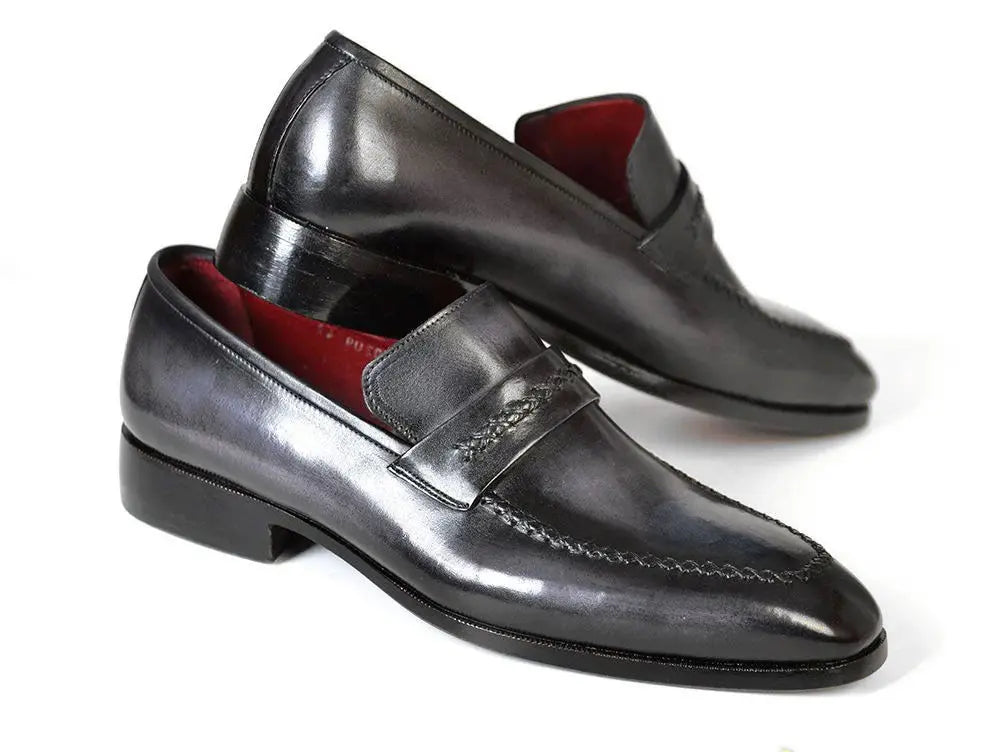 Paul Parkman Men's Gray/Black Genuine Leather Loafers (ID#068-GRAY) PAUL PARKMAN