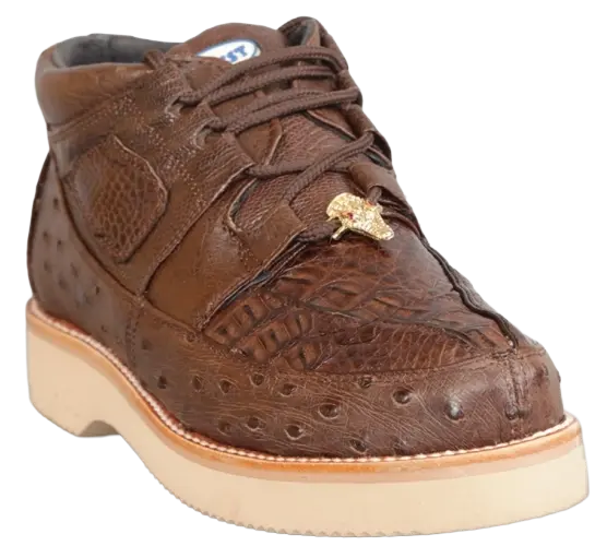 Wild West 2ZA050207 Men's Brown Genuine Caiman Crocodile/Ostrich Sneakers