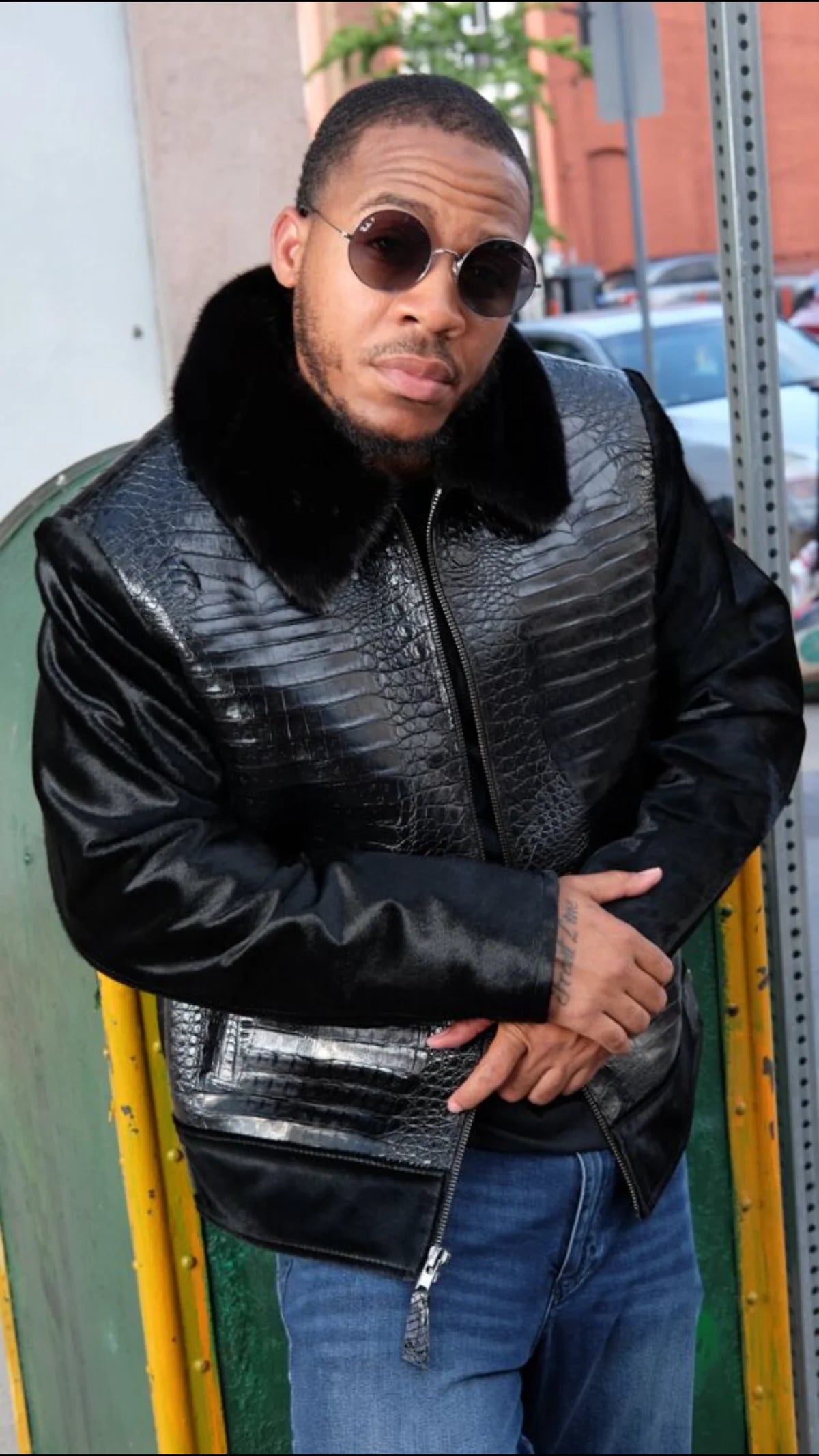 Jakewood 7510 Black Genuine Alligator/Mink/Pony Fur Jacket