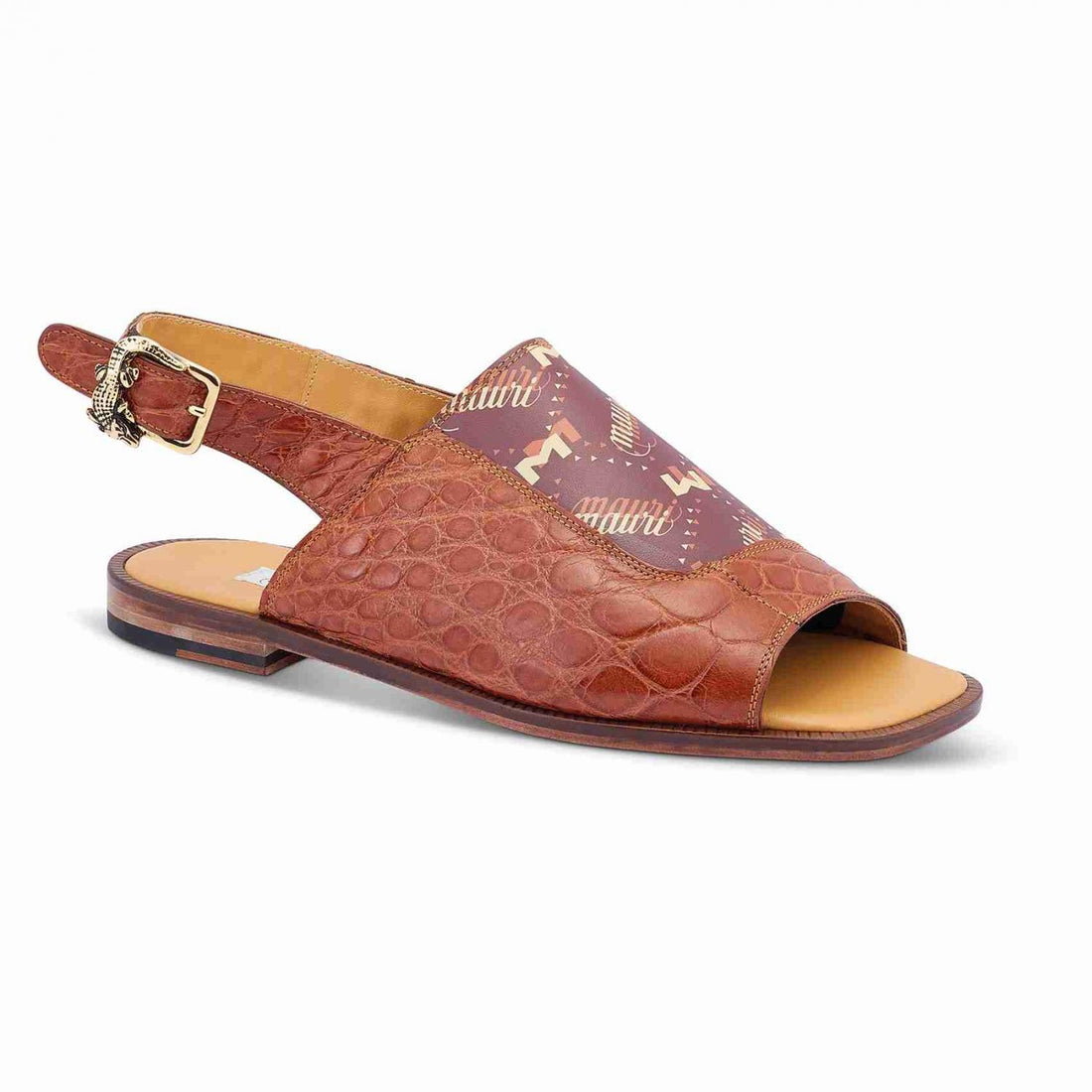 Mauri 5129 Cognac & Brown Geunine Alligator/Calf-Skin Leather Sandals