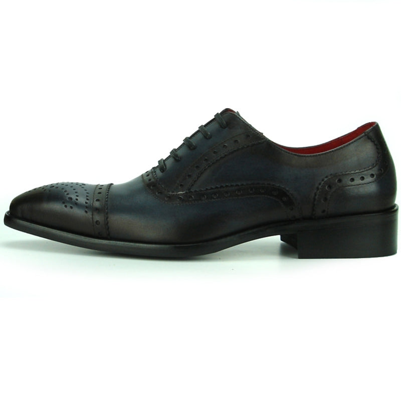 Fiesso FI-8713 Black Lace up Oxfords