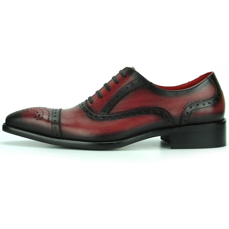 Fiesso FI-8713 Burgundy Lace up Oxfords