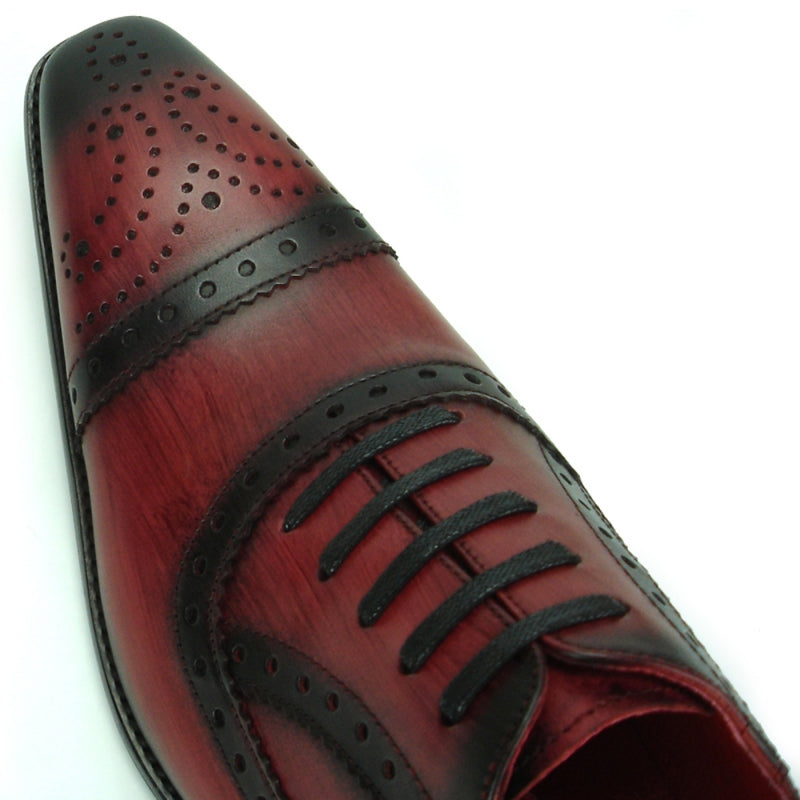 Fiesso FI-8713 Burgundy Lace up Oxfords