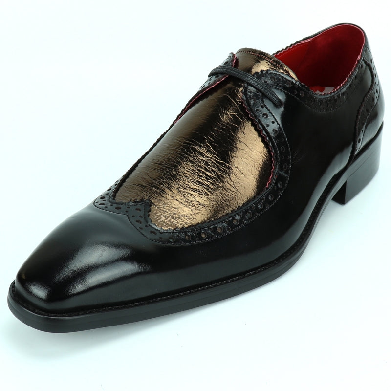 Fiesso FI-8704 Black Gold Encore Loafers