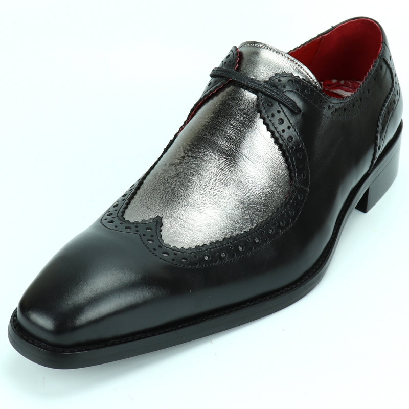 Fiesso FI-8704 Black Silver Encore Loafers