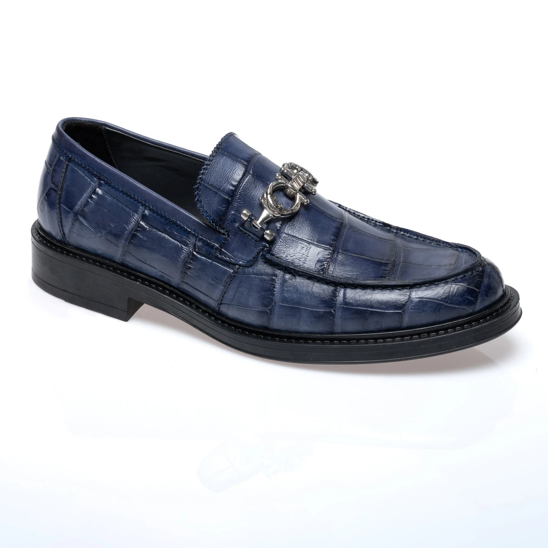 Mauri 1028/1 Wonder Blue Genuine Alligator/Calf Hand Painted Loafers