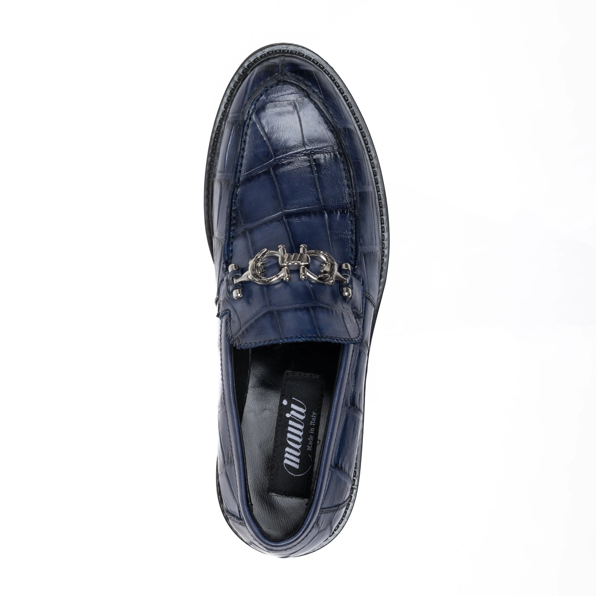 Mauri 1028/1 Wonder Blue Genuine Alligator/Calf Hand Painted Loafers