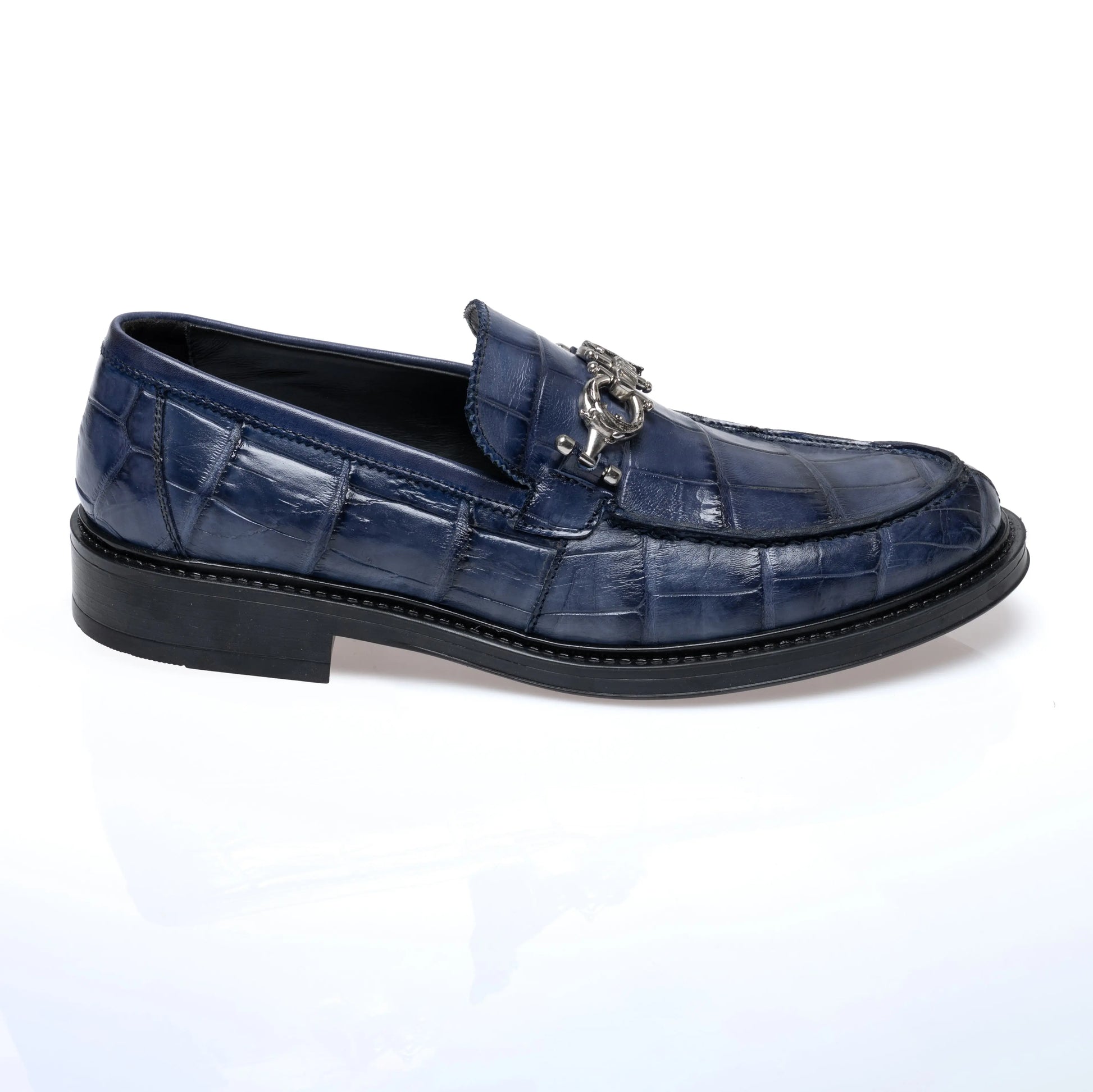 Mauri 1028/1 Wonder Blue Genuine Alligator/Calf Hand Painted Loafers