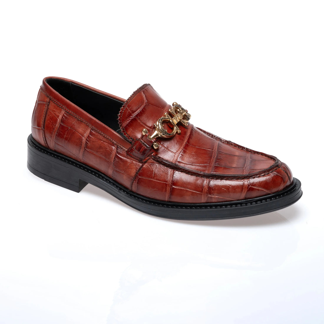 Mauri 1028/1 Gold Genuine Alligator/Calf Hand Painted Loafers