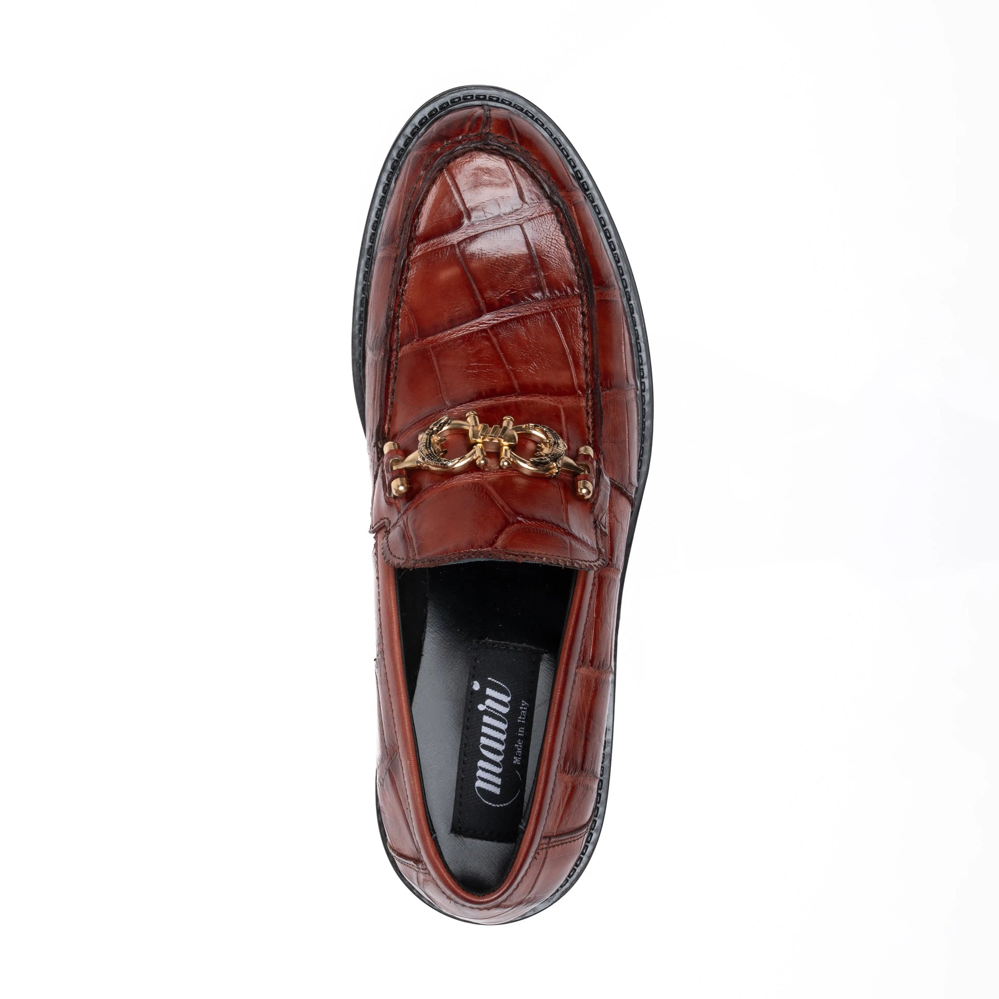 Mauri 1028/1 Gold Genuine Alligator/Calf Hand Painted Loafers