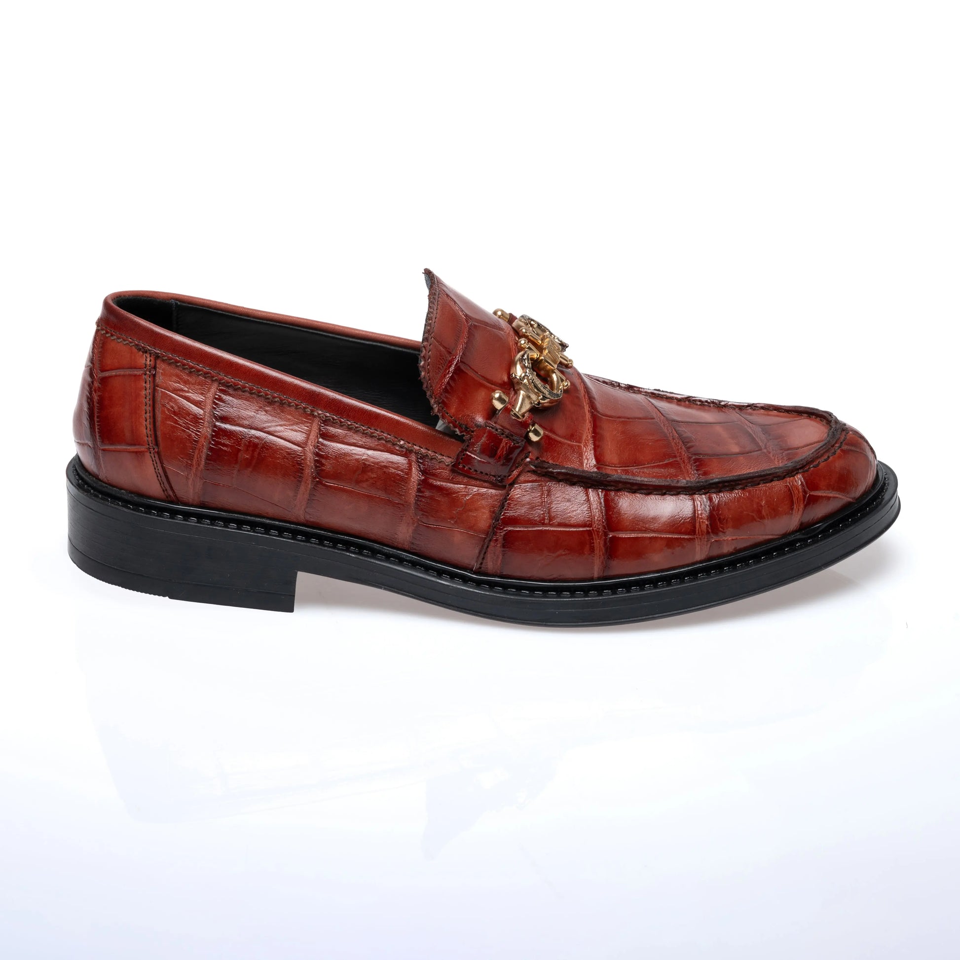 Mauri 1028/1 Gold Genuine Alligator/Calf Hand Painted Loafers