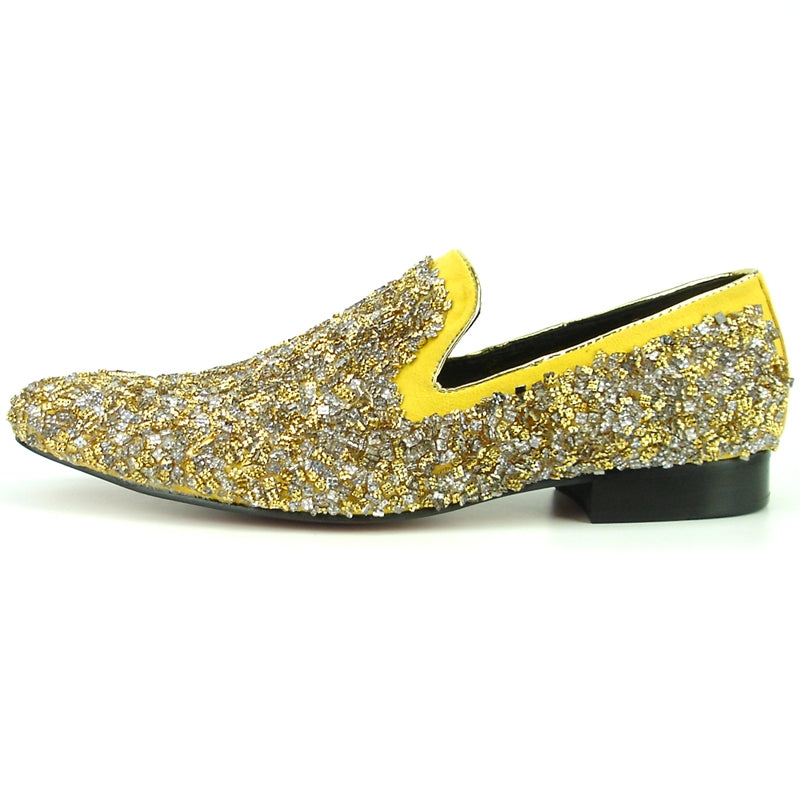 Fiesso FI-7258 Gold Loafers