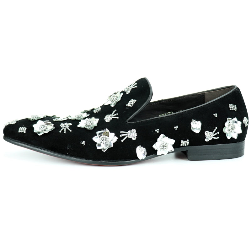 Fiesso FI-7272 Black Silver Loafers