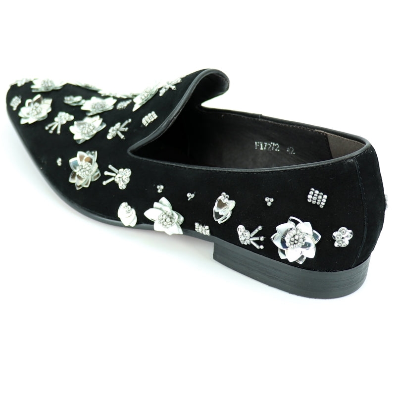 Fiesso FI-7272 Black Silver Loafers