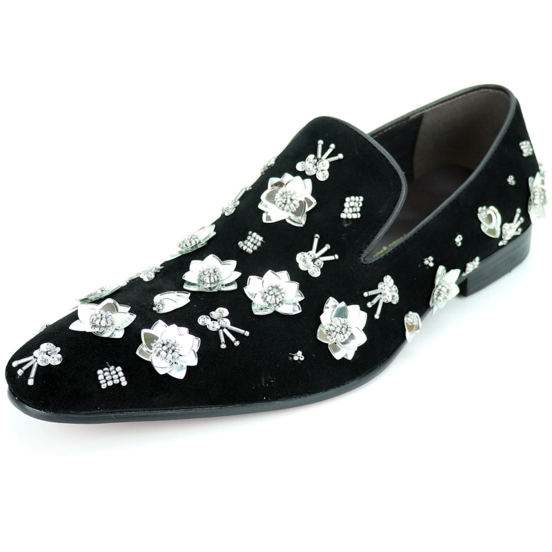 Fiesso FI-7272 Black Silver Loafers