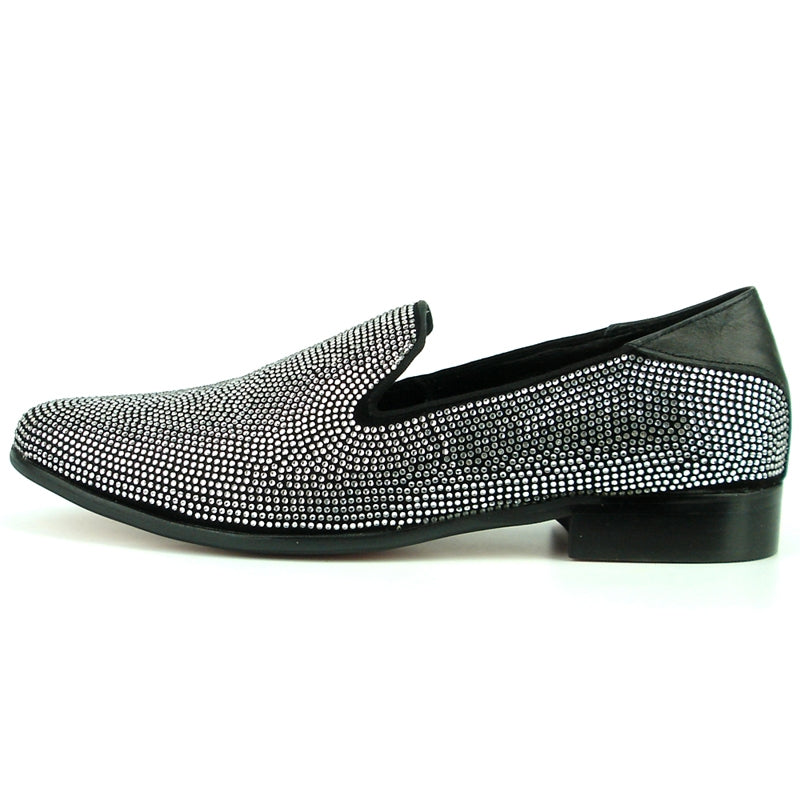 Fiesso FI-7285-A Black Silver Loafers