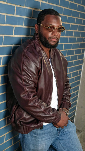 Jakewood 1051 Burgundy Genuine Lambskin Baseball Varsity Jacket