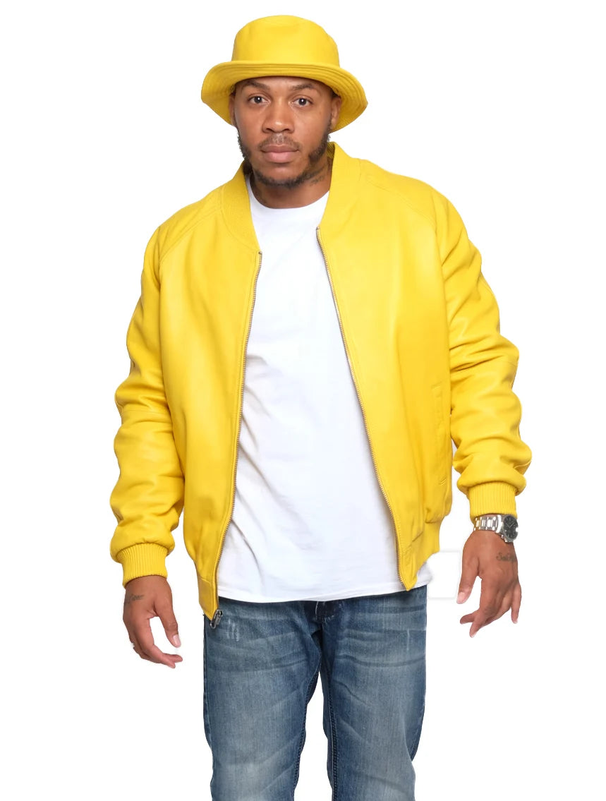 Jakewood 1051 Yellow Genuine Lambskin Baseball Varsity Jacket