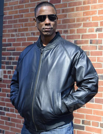 Jakewood 1051 Black Genuine Lambskin Baseball Varsity Jacket