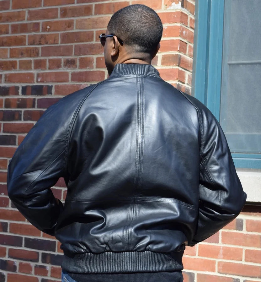 Jakewood 1051 Black Genuine Lambskin Baseball Varsity Jacket