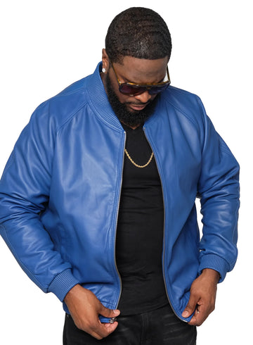 Jakewood 1051 Royal Blue Genuine Lambskin Baseball Varsity Jacket