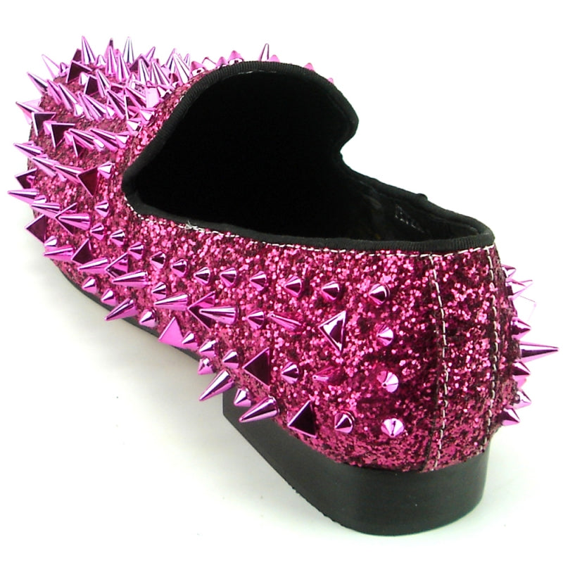 Fiesso FI-7239 Rose Glitter Rose Spikes Loafers