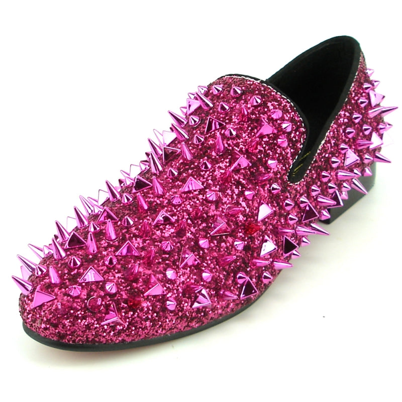 Fiesso FI-7239 Rose Glitter Rose Spikes Loafers