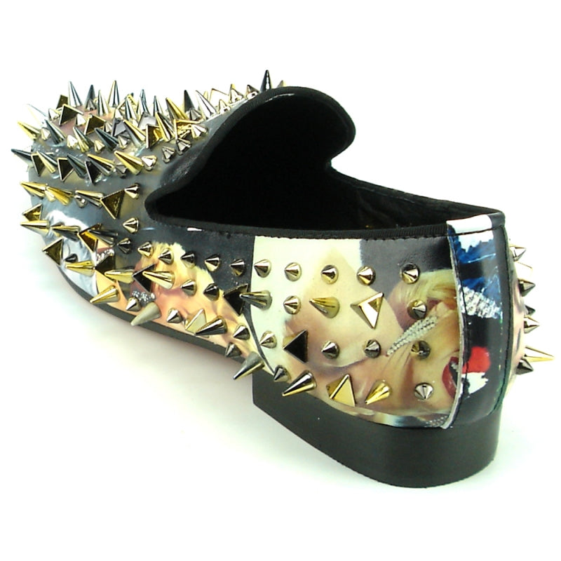 Fiesso FI-7239 Marilyn Gold Spikes Loafers