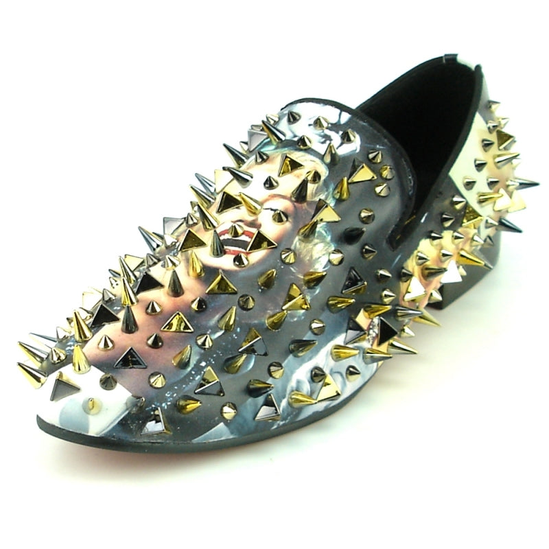 Fiesso FI-7239 Marilyn Gold Spikes Loafers