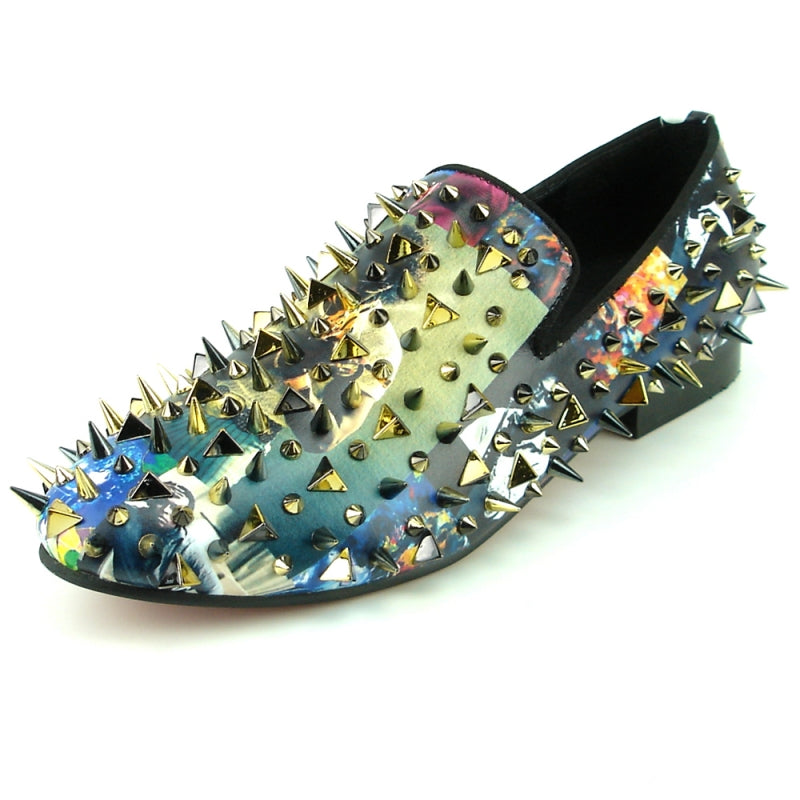 Fiesso FI-7239 Miles Davis Gold Spikes Loafers