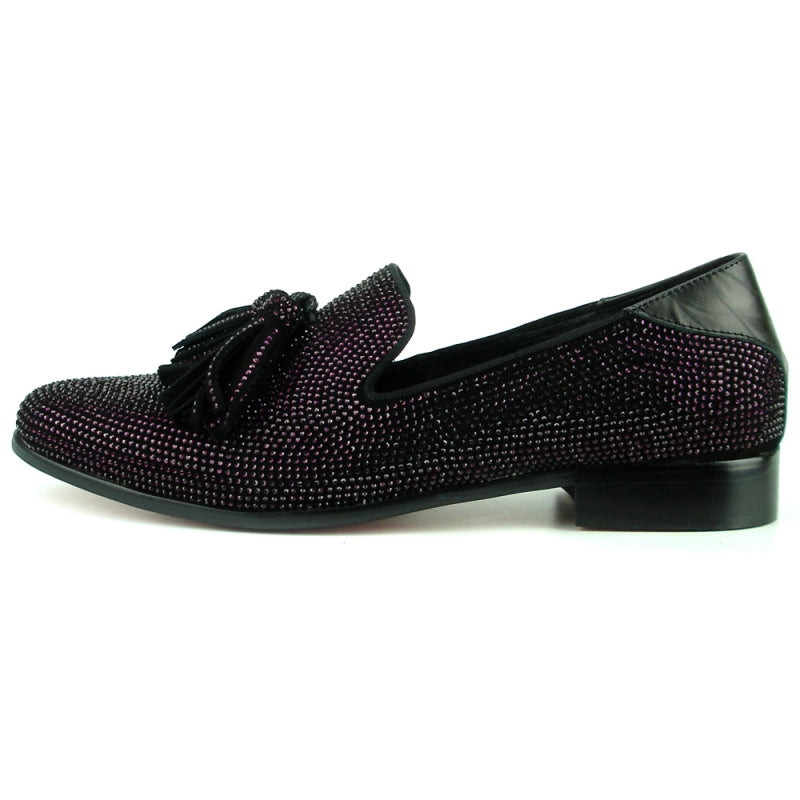 Fiesso FI-7285-2 Black Purple Loafers