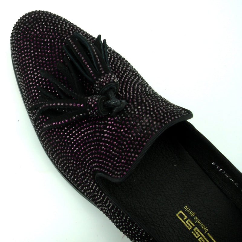 Fiesso FI-7285-2 Black Purple Loafers