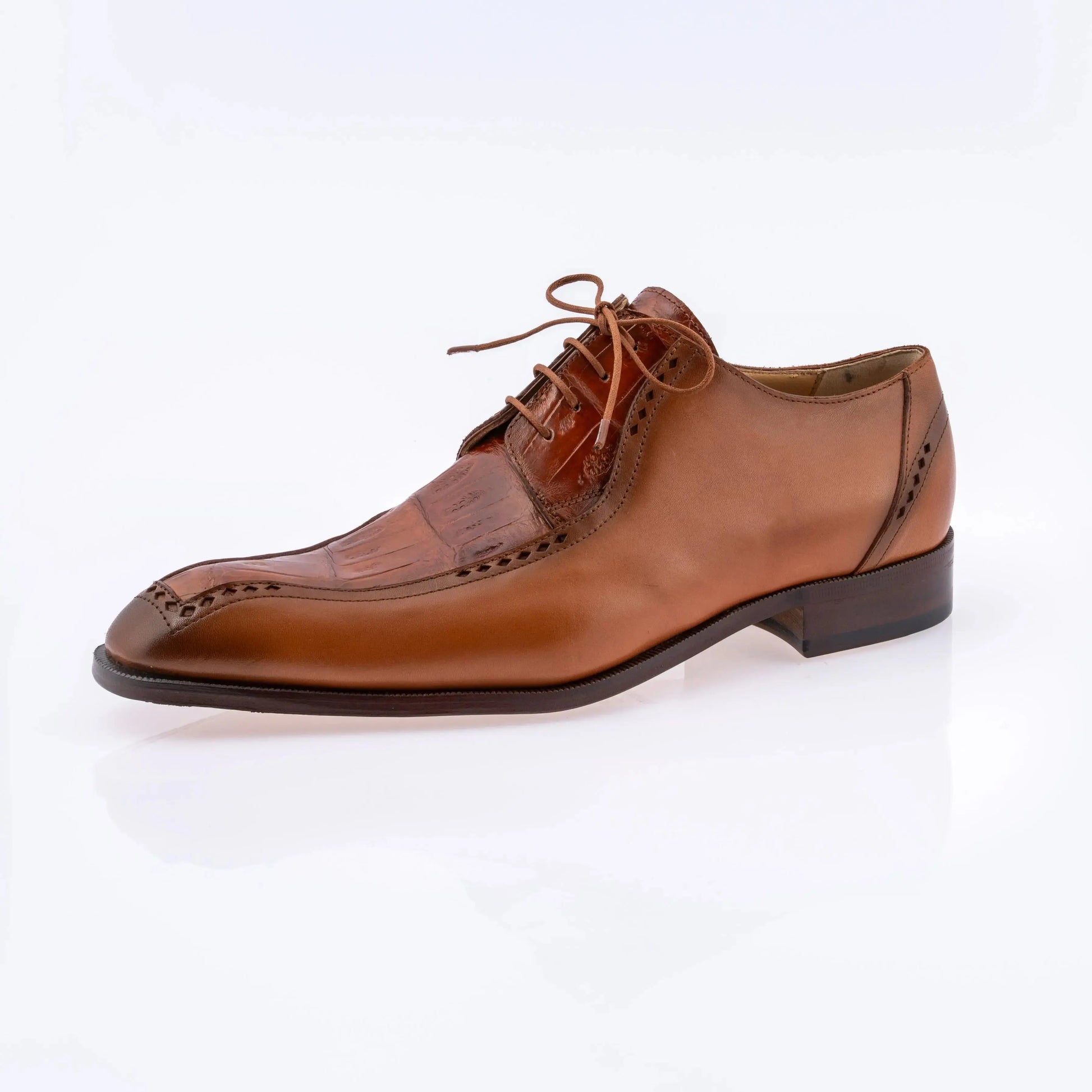 Mauri 1057 Cognac Genuine Calf/Baby Crocodile Oxfords