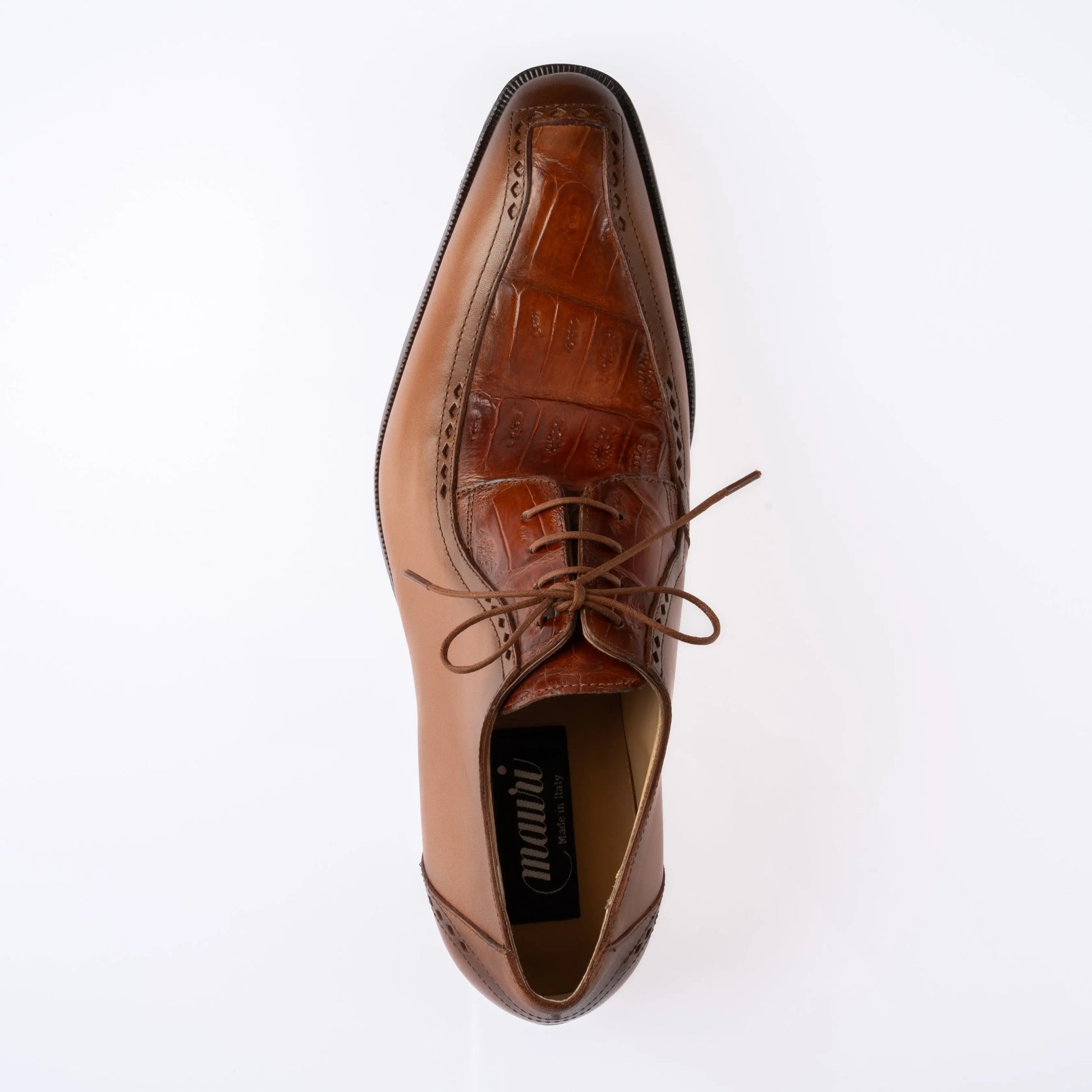 Mauri 1057 Cognac Genuine Calf/Baby Crocodile Oxfords