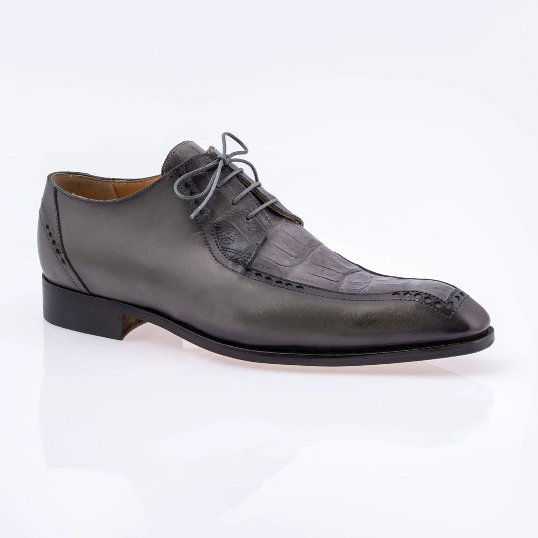 Mauri 1057 Medium Grey Genuine Calf/Baby Crocodile Oxfords