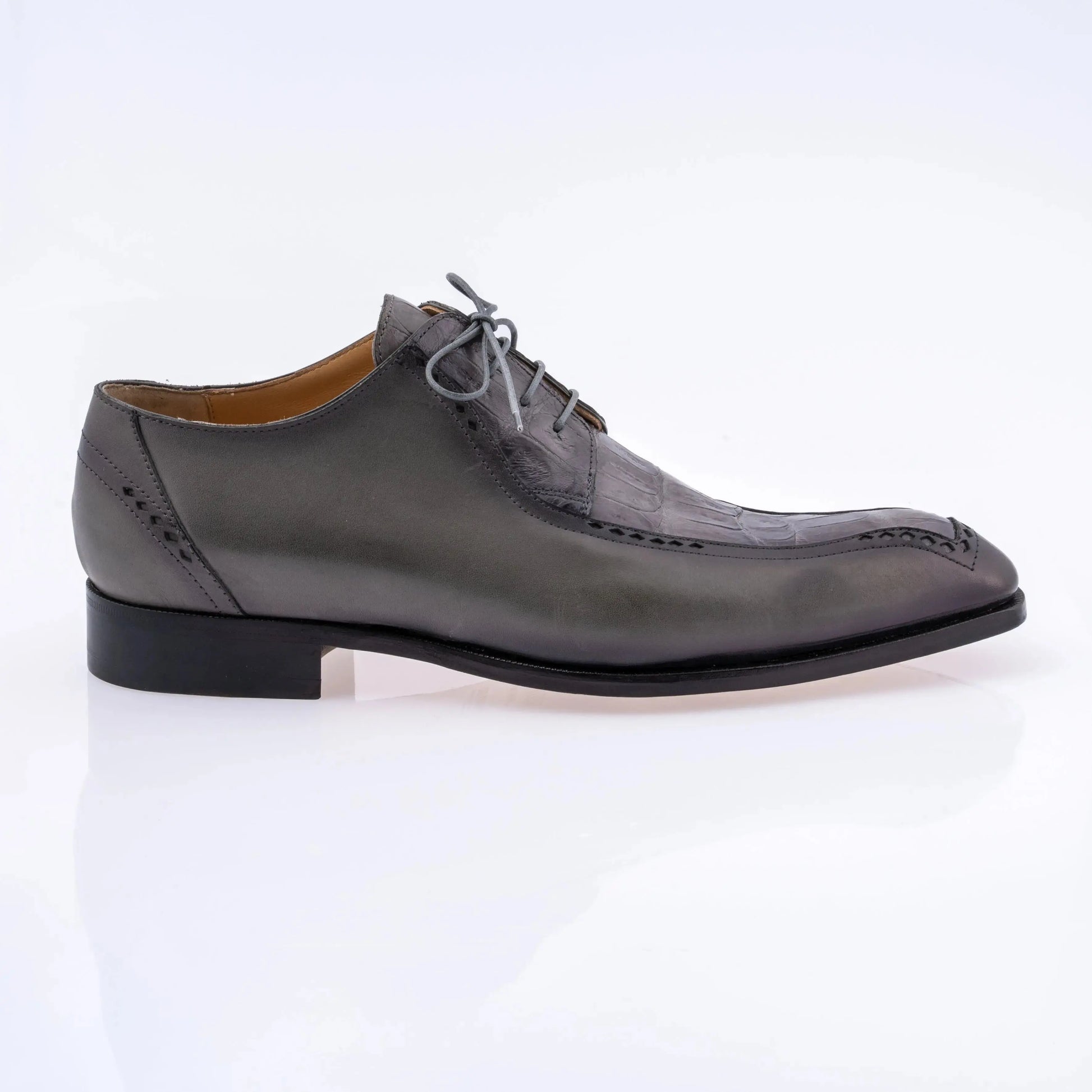 Mauri 1057 Medium Grey Genuine Calf/Baby Crocodile Oxfords
