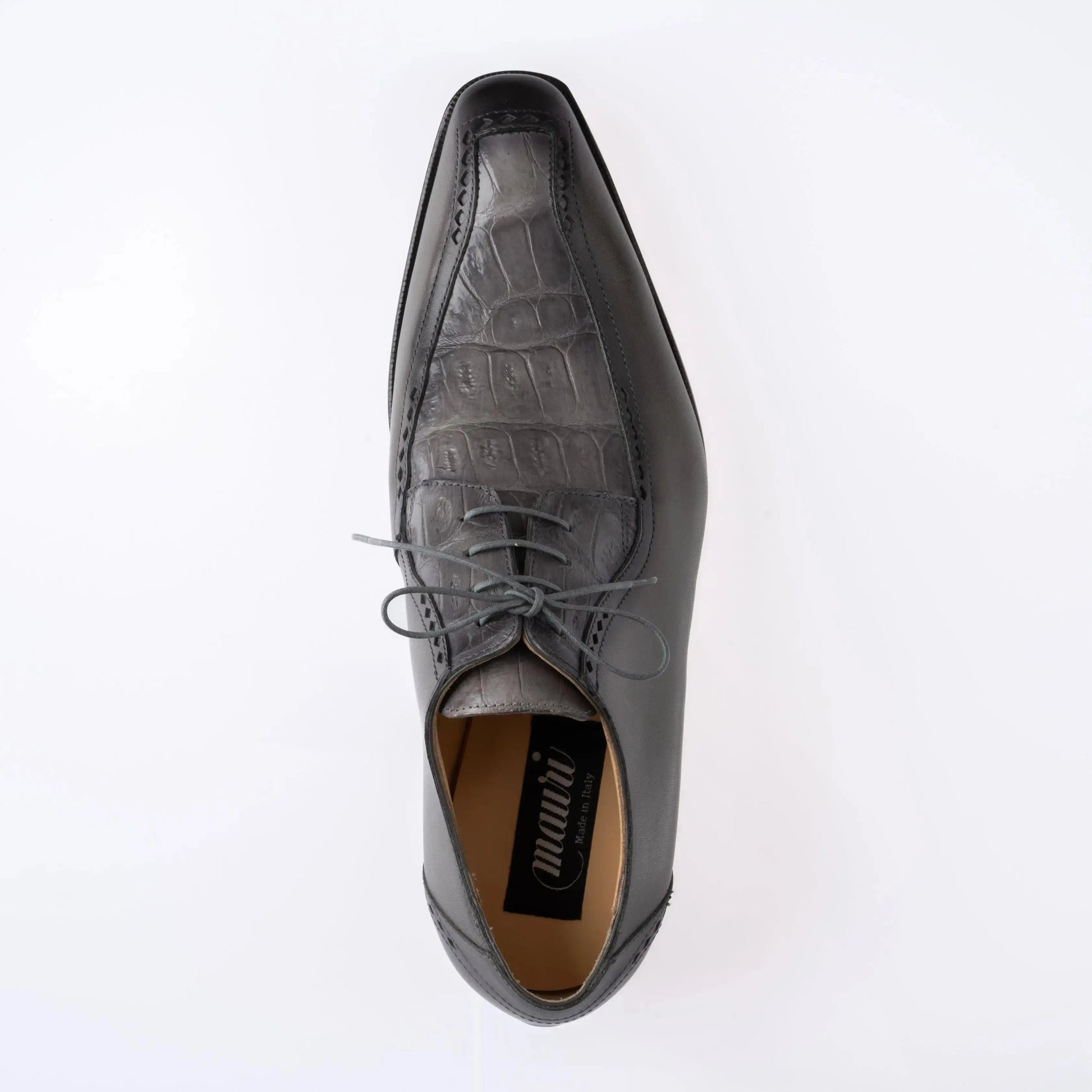Mauri 1057 Medium Grey Genuine Calf/Baby Crocodile Oxfords