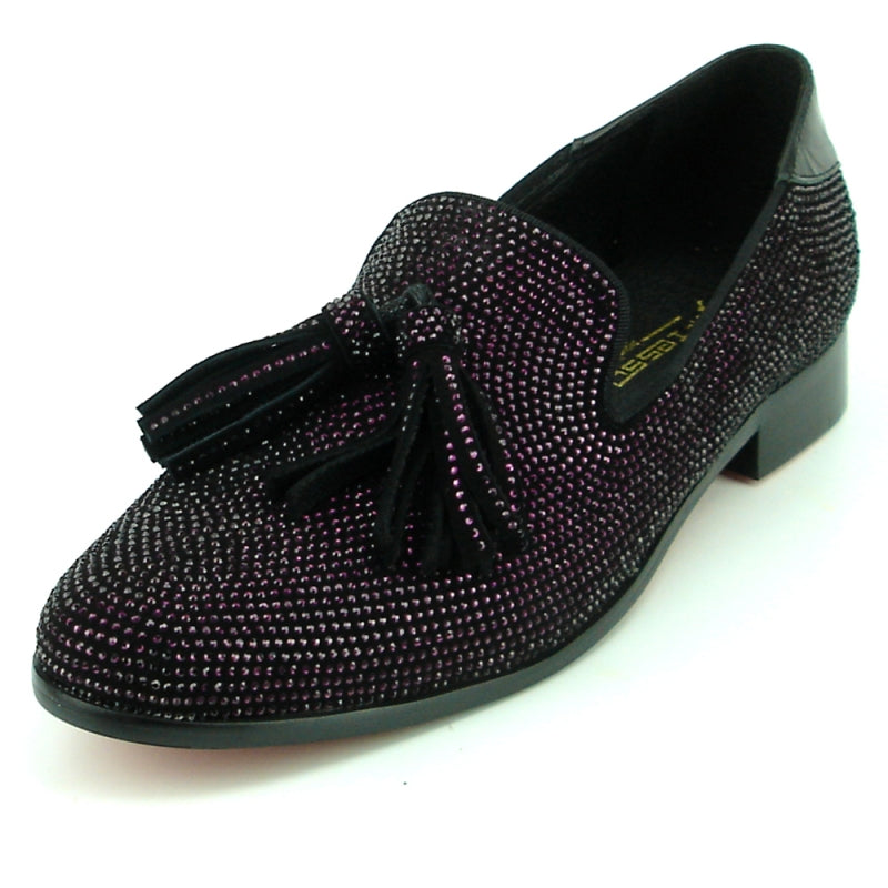 Fiesso FI-7285-2 Black Purple Loafers